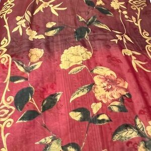 Red Maroon Ombré Floral Silk Oblong Scarf /Wrap by Worth
